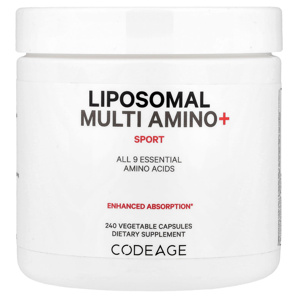 Codeage, Liposomal Multi Amino+, комплекс липосомальных аминокислот, серия Sport, 240 растительных капсул