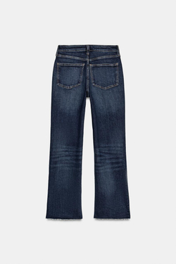 ZARA ДЖИНСЫ TRF CROPPED FLARE С ВЫСОКОЙ ПОСАДКОЙ, МОРСКОЙ СИНИЙ
