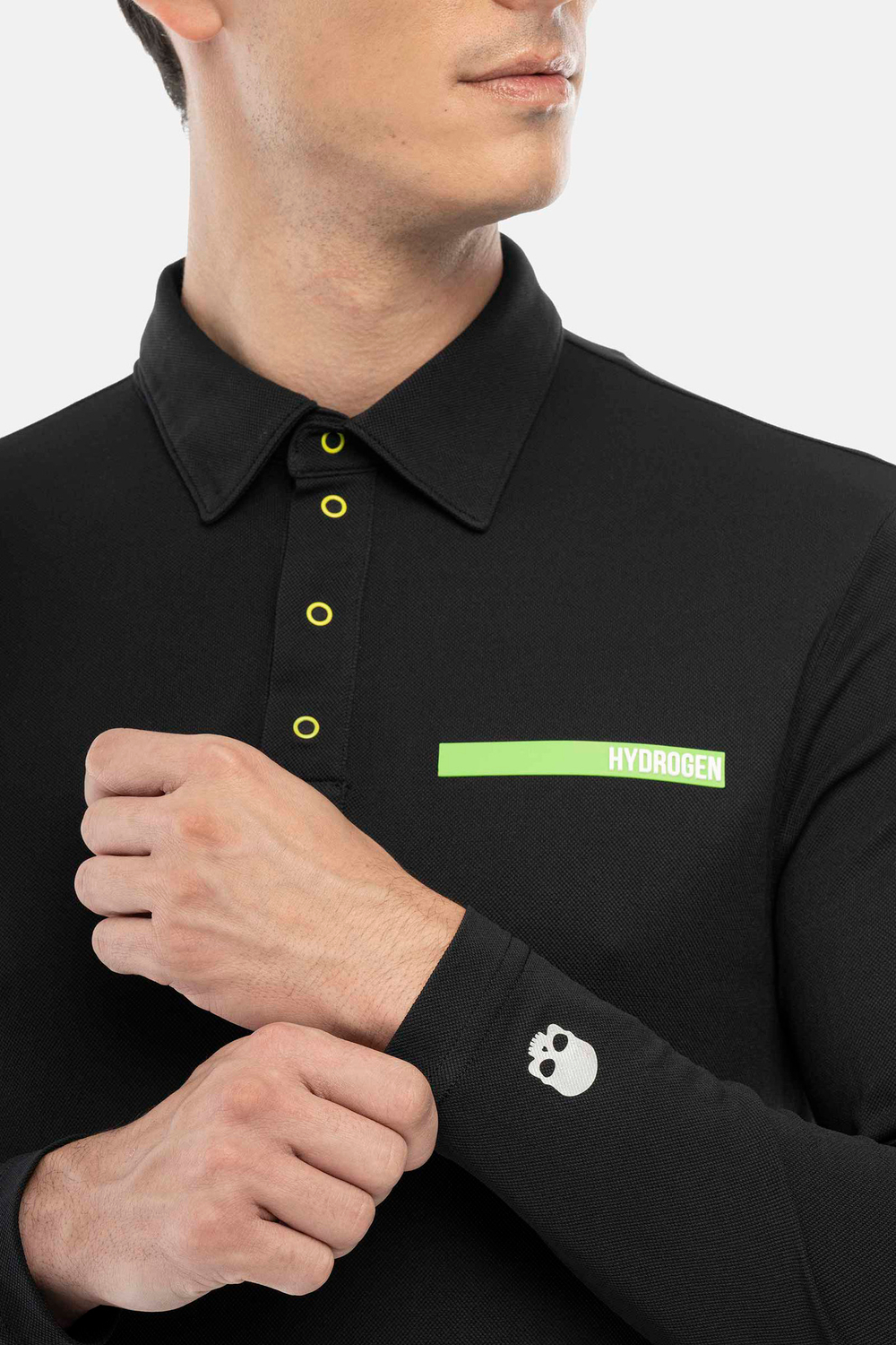 Мужское поло Hydrogen RUBBER LOGO TECH POLO LS (GI0008-007)