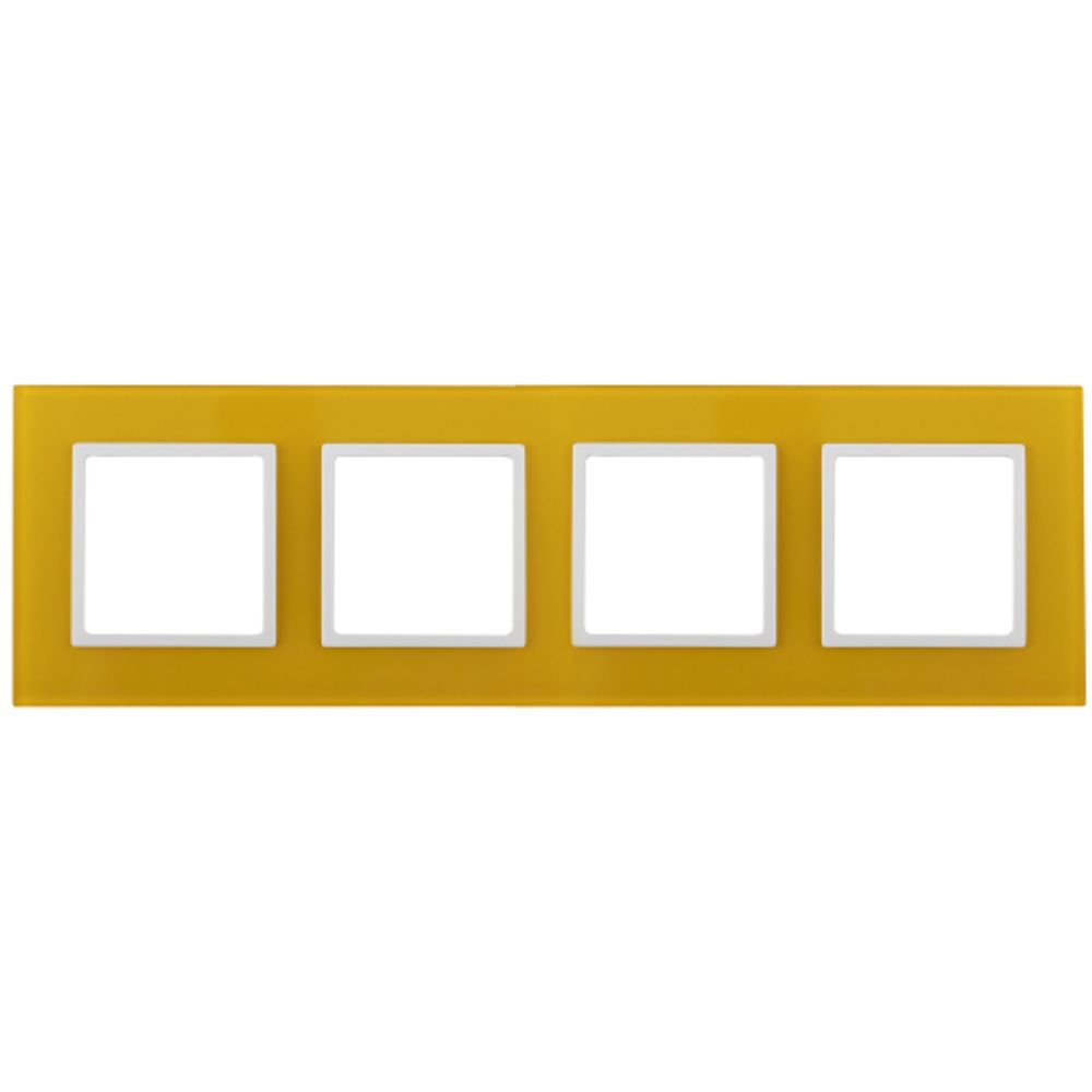 14-5104-21 ЭРА Рамка на 4 поста, стекло, Эра Elegance, жёлтый+бел