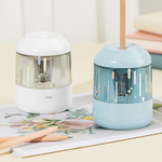 Точилка DELI "H508" электрическая, 1 отверстие, с контейнером, синяя