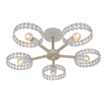 Светильник на штанге 5х60Вт Е27, металл/хрусталь, белый/дерево