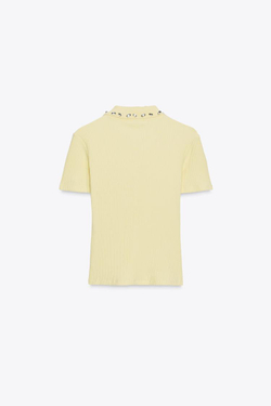 ZARA ПОЛО В РУБЧИК, ЖЕЛТЫЙ