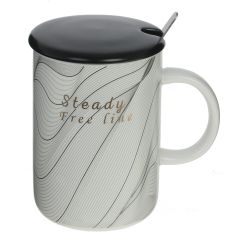 GAEM Кружка с крышкой и ложкой, 400 мл, L12 W8 H11,5 см, 4в.