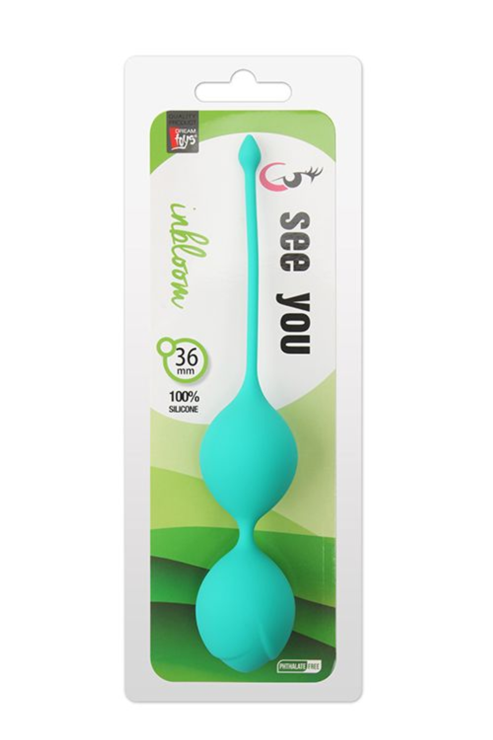Зеленые вагинальные шарики SEE YOU IN BLOOM DUO BALLS 36MM (Цвет: зеленый)