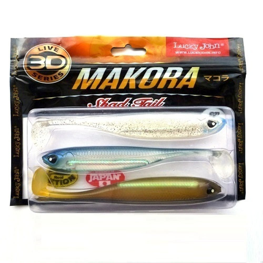 Виброхвост LJ 3D Series Makora Shad Tail 6.0in (15.24 см), цвет MIX1, 3 шт.