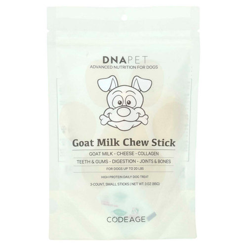 Codeage, DNA Pet, жевательные палочки с козьим молоком, для собак, маленькие, 3 шт., 85 г (3 унции)