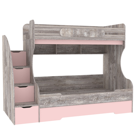 Трехъярусная кровать КарИВи БИГ Бетон Розовый