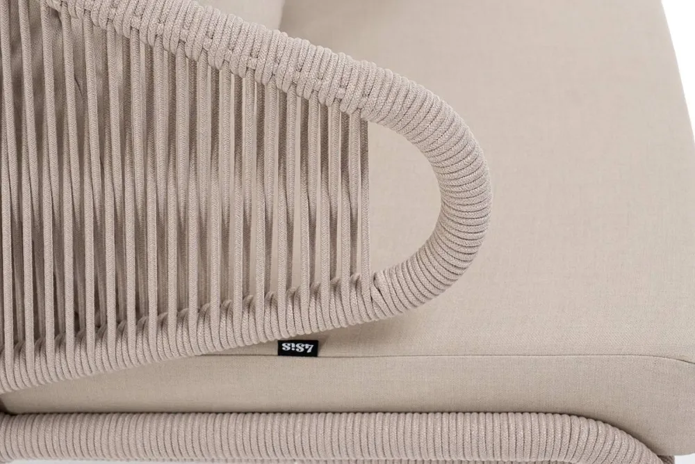 "Милан" лаунж-зона 5-местная плетеная из роупа (веревки), каркас алюминиевый белый, роуп бежевый