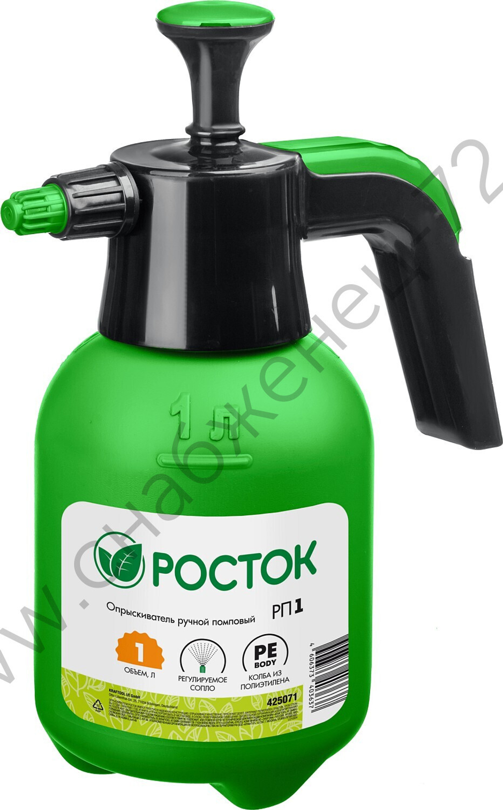 РОСТОК РП-1, 1 л, ручной, колба из полиэтилена, помповый опрыскиватель (425071)