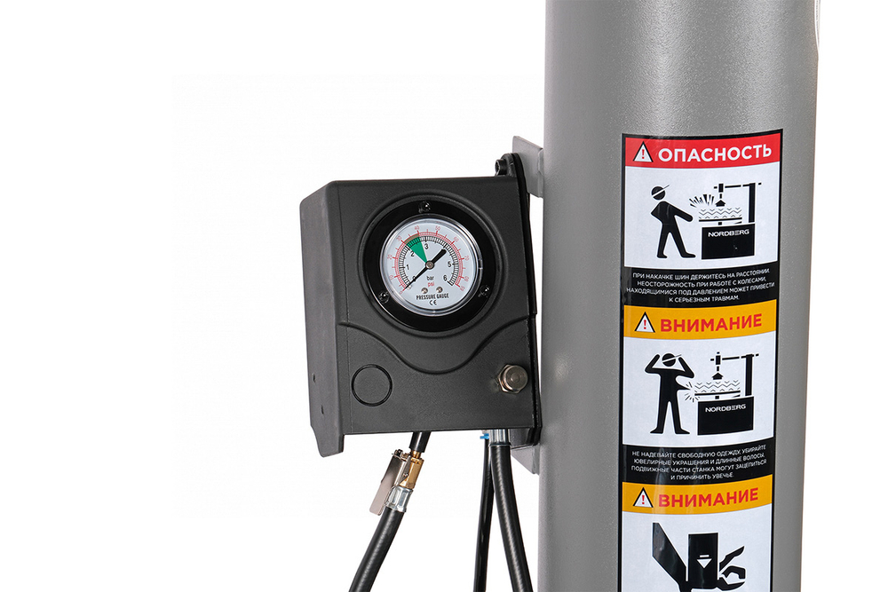 NORDBERG (4639G 380) Станок шиномонтажный полуавтомат, двухскоростной, стол с накладками, взрывная накачка, 380 В, серый