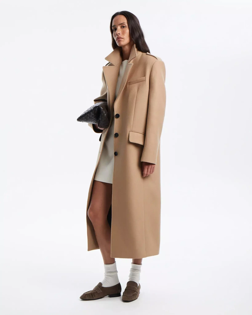 Пальто прямое, Бежевый