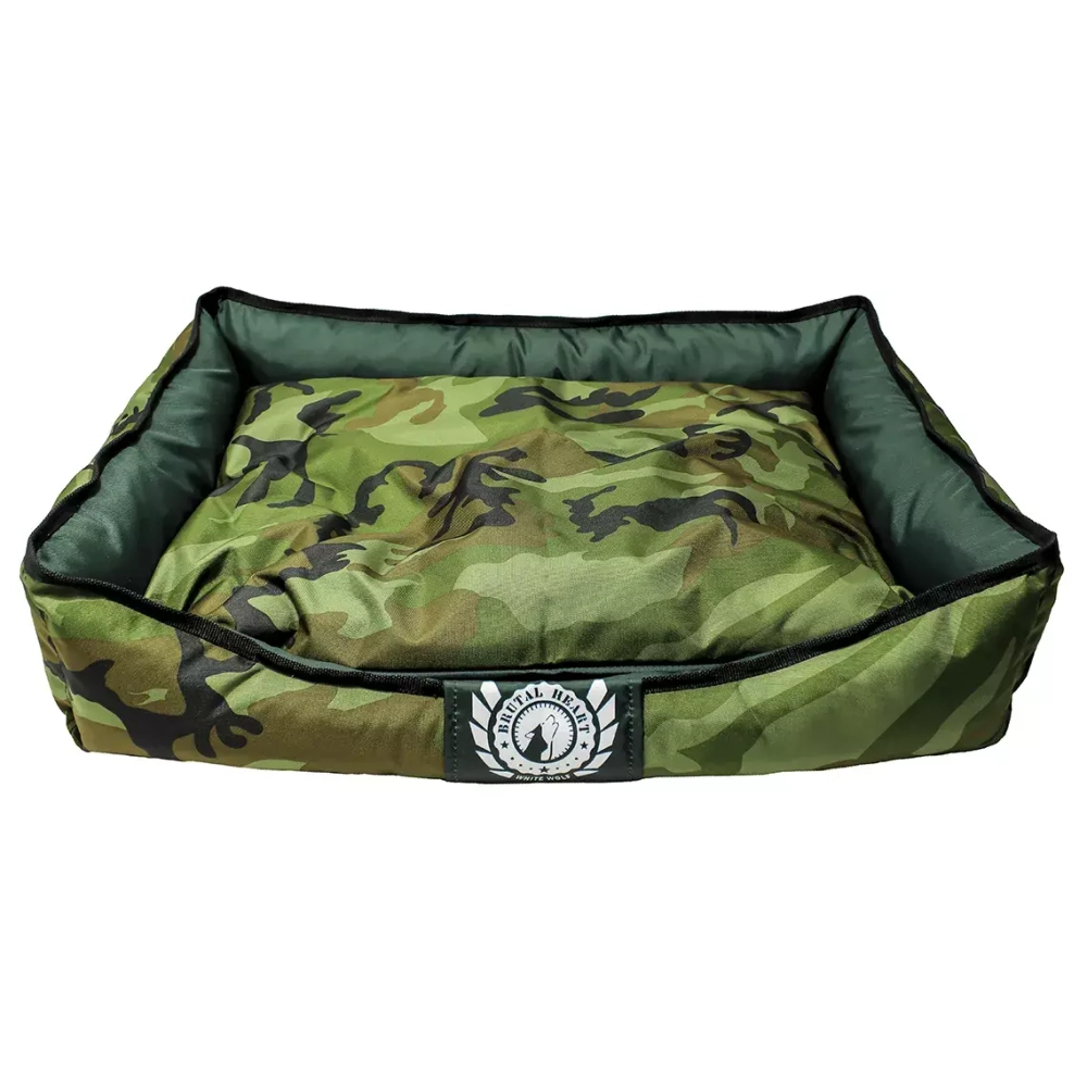 антивандальный лежак для собаки со съемным чехлом хаки 90х56 см