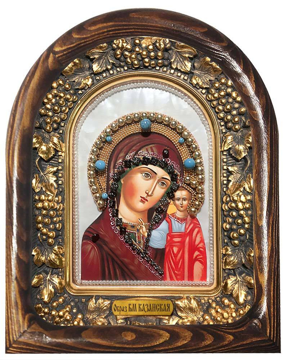 Божия Матерь Казанская (перламутр, бирюза, жемчуг)