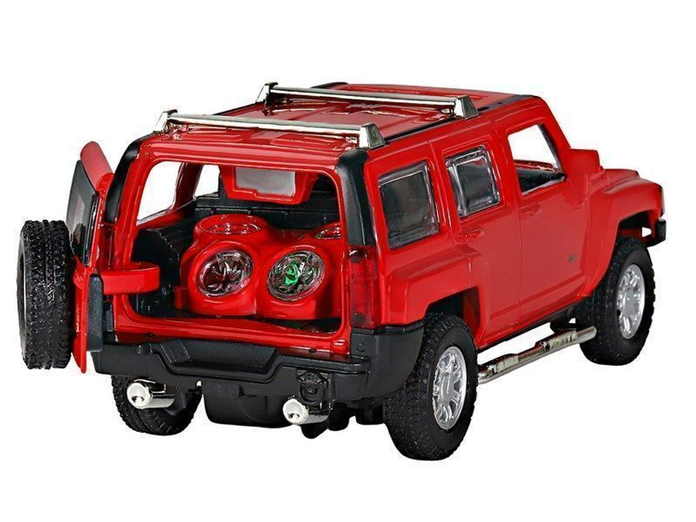 Модель 1:32 Hummer H3, красный, свет, звук, откр. двери и багажник,