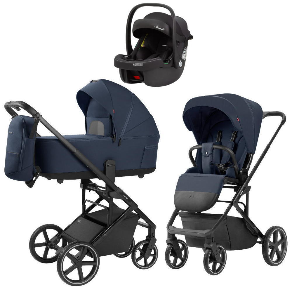 Коляска Carrello Alfa CRL-6522 2025 Ammonite AY329 Pro Absolute Black с базой Isofix 4 в 1 Denim Blue