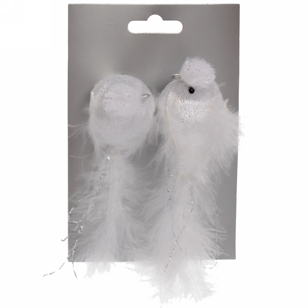 Украшение новогоднее на зажиме «Весеннее пение птиц» 13 см, Белый