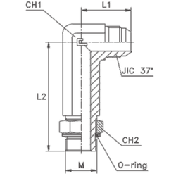 Штуцер FRM90 JIC 7/8 M22x1.5 удлин. o-ring