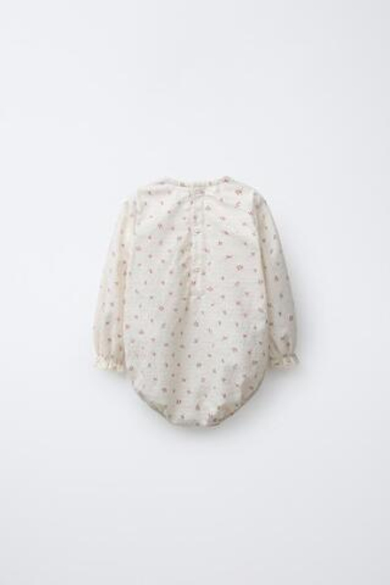 ZARA БОДИ С ЦВЕТОЧНЫМ КРУЖЕВОМ, ЭКРЮ