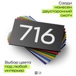 Номер на дверь 716, табличка на дверь для офиса, квартиры, кабинета, аудитории, склада, черная 120х70 мм, Айдентика Технолоджи