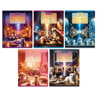 Тетрадь А5 18л. линия "Коты" выб.лак (BG)