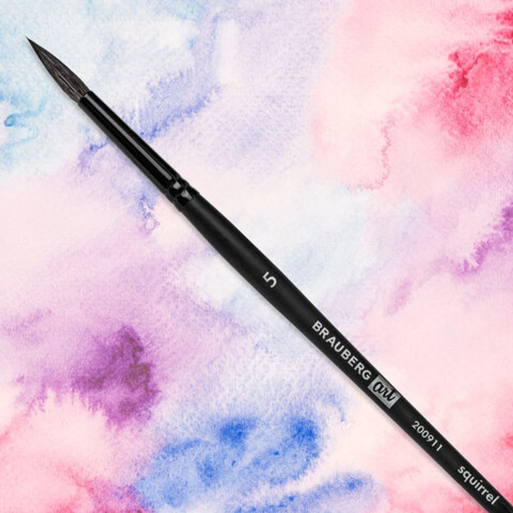 Кисть художественная проф. BRAUBERG ART CLASSIC, белка, круглая, № 5, короткая ручка, 200911