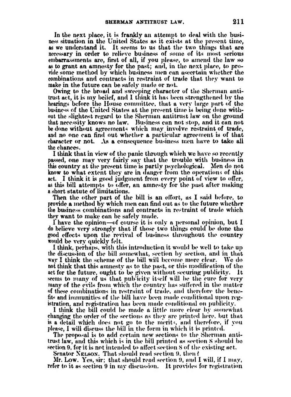 Amendment of Sherman Antitrust Law | H. R.