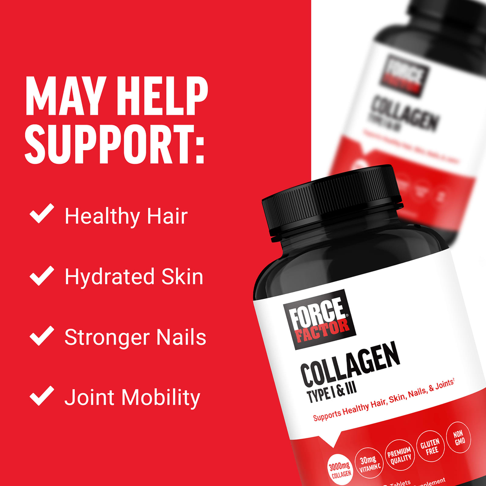 Force Factor, коллаген типа I и III, 120 таблеток