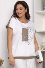 Блуза Чарли (бело-коричневая) Б13801-20М LT Collection