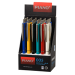 Ручка шариковая, масляная, автоматическая, Piano, синие чернила, серия "005", цветной корпус, 24 шт