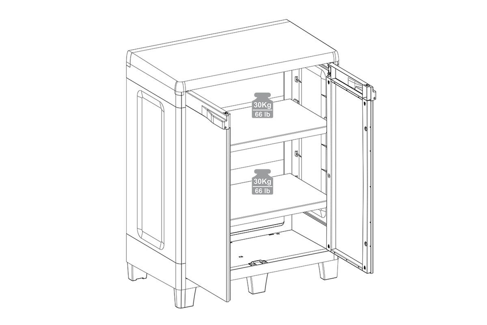 Уличная тумба TOOMAX 2х дверная глубокая WOODY'S XL (2 полки), антрацит
