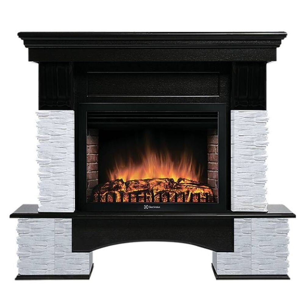 Портал Firelight Pietra Nuovo 30 камень сланец белый, шпон темный дуб