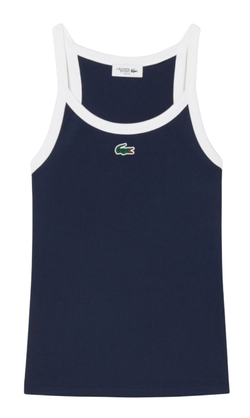 Женский топ теннисный Lacoste Sport Ultra Dry Ribbed Knit Tank - navy blue/white