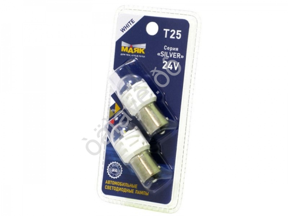 Светодиод 24V T25   6SMD 2835 WHITE Маяк SILVER SL21 (1но конт) (бл2шт) 24T15-W/SL21/2BL