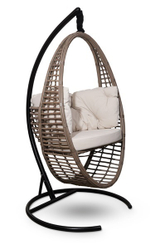 Подвесное кресло-кокон Derbent горячий шоколад, бежевая подушка (Laura Outdoor)
