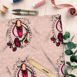 Ткань оксфорд 600 туфелька с цветком