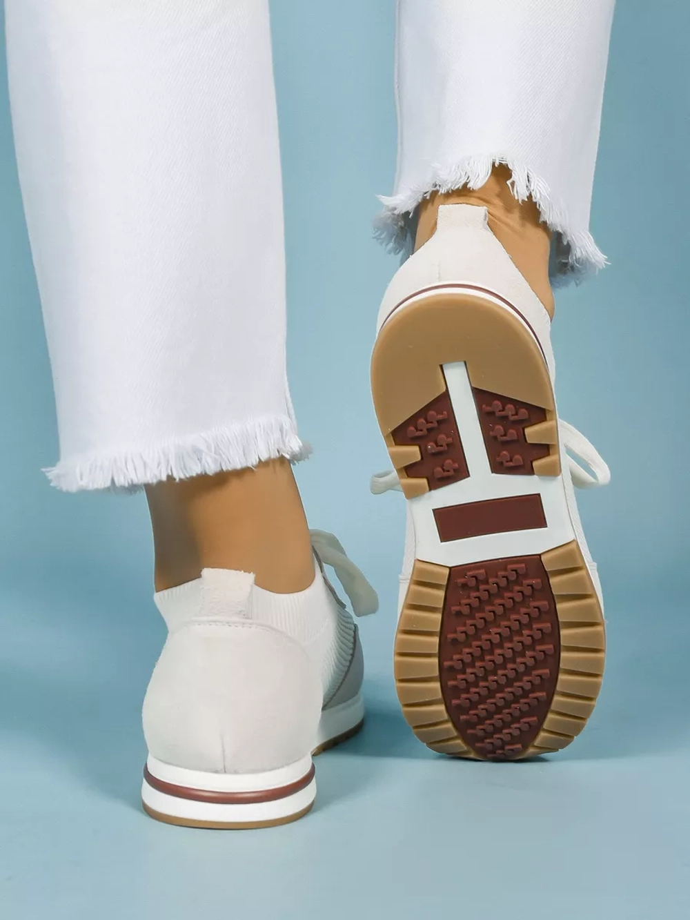 Кроссовки нат. замша/текстиль (36-41)р. / шт. HL-135-WHITE