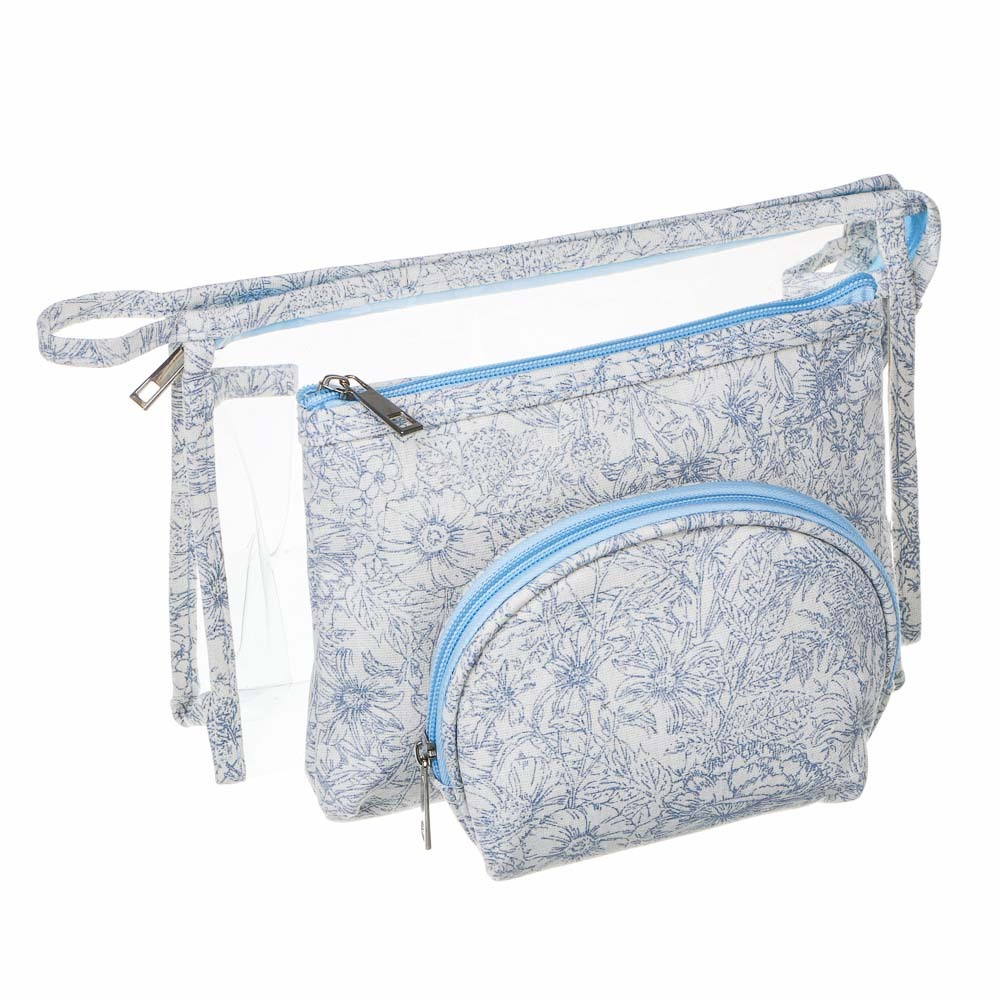 ЮL Косметички в наборе 3 шт Флора, ПВХ, ПЭ, 25х16х8см/20х14х3см/15х10х6см, 2 цвета