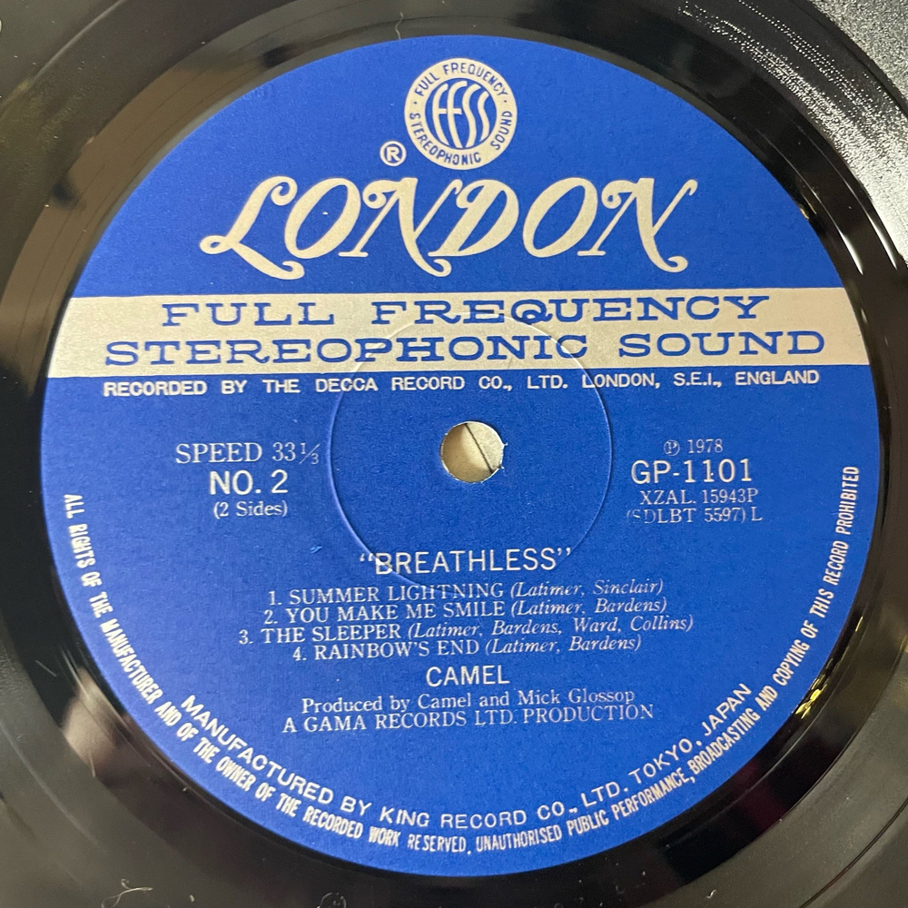 Винтажная виниловая пластинка LP Camel Breathless (Япония 1978) (Оби)