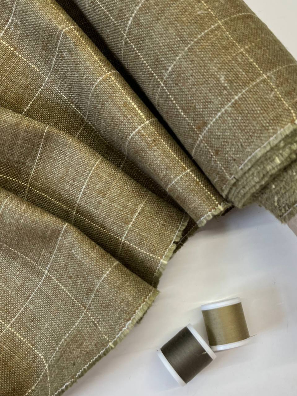 Шелк дикий Ermenegildo Zegna горчичный в клетку