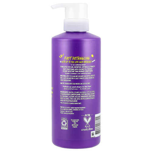 Aussie, 3 Minute Miracle Curls, кондиционер для глубокого нанесения, с кокосом и маслом австралийского жожоба, 475 мл (16 жидк. унц.)