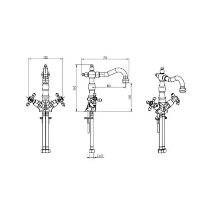 Смеситель для умывальника высокий Boheme ROYAL CRYSTAL 272-Royal/CRST black