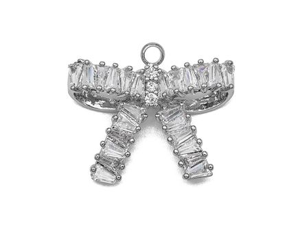 Подвеска "Бантик" 16мм, с прозрачными кристаллами