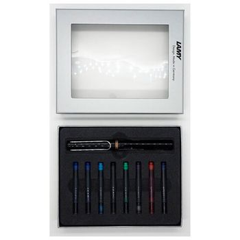Набор Lamy черная перьевая ручка Safari и 8 картриджей разных цветов (4000232/к)
