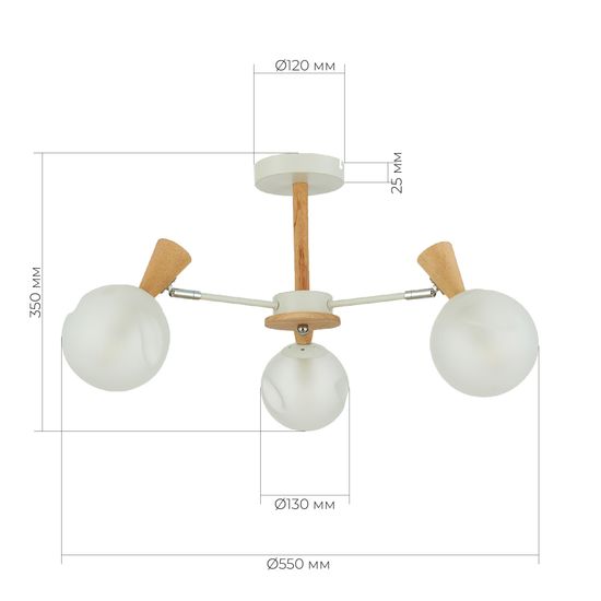 SLE220702-03 Светильник потолочный Белый, Светлое дерево/Белый E14 3*40W CATANIA