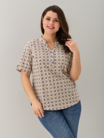 Блузка БЛ-122/экрю-орнаментголубой