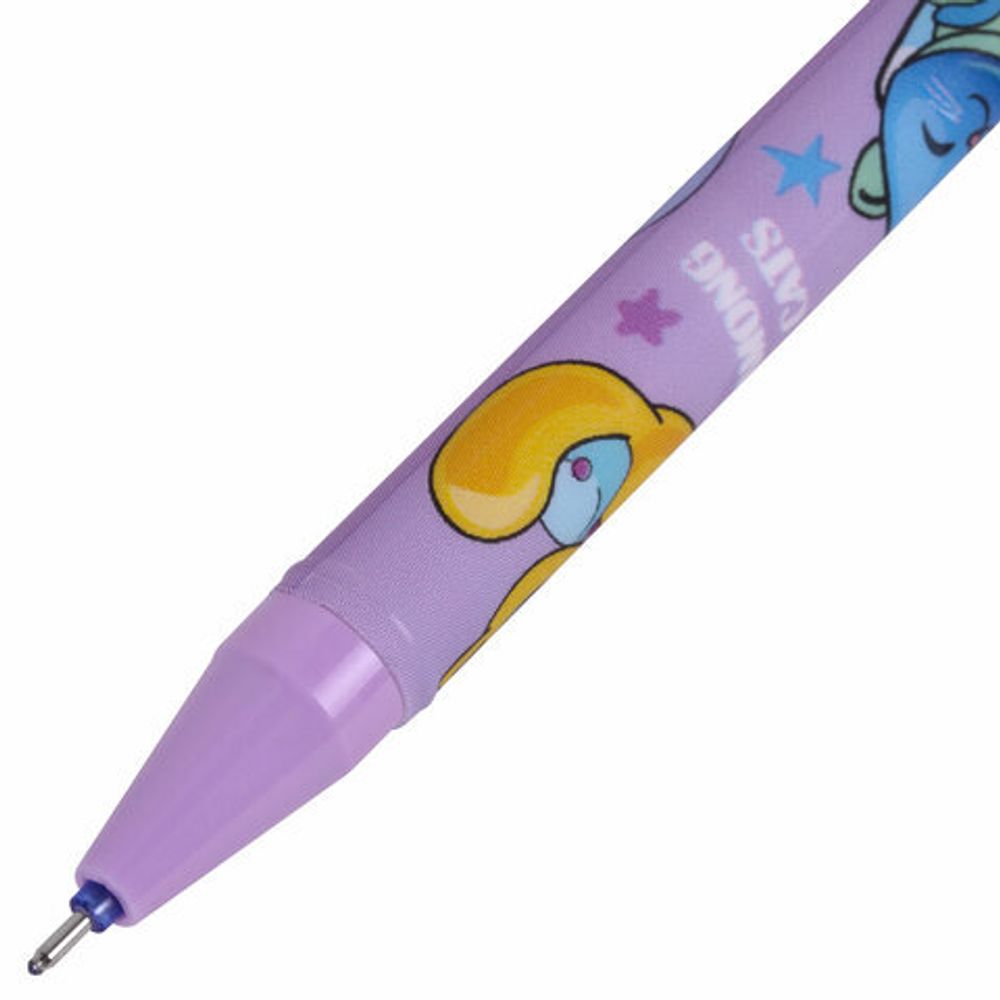 Ручки стираемые гелевые BRAUBERG KIDS "AMONG CATS", СИНИЕ, КОМПЛЕКТ 12 ШТУК, игольчатый наконечник 0,5 мм, линия 0,35 мм, 144099