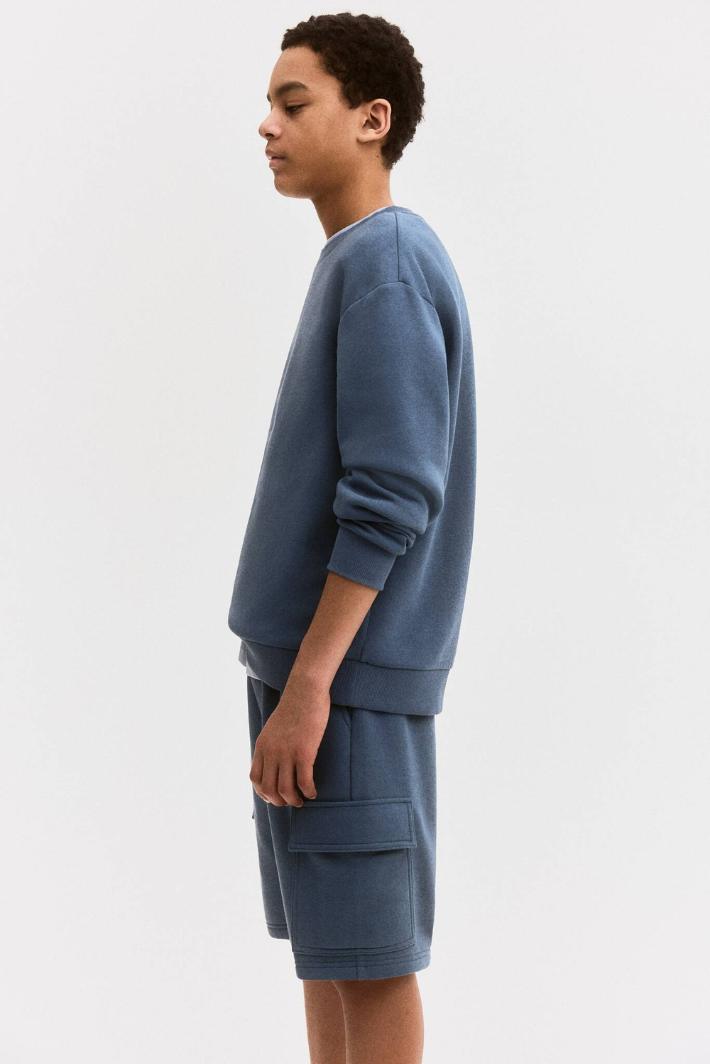 H&M Комплект из толстовки и шорт, пыльно-синий