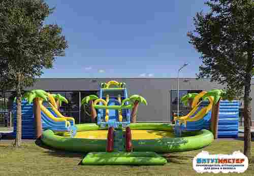 Надувной аквапарк с бассейном и горками «Тропический остров», 24×18×7,6 м