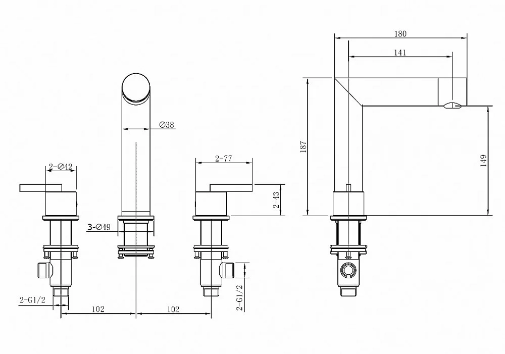 Смеситель для раковины Abber Perfekte 316 AF8A08BST сталь брашированная